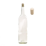 Sklenená fľaša na víno BORDEAUX bezfarebná 750 ml s korkom