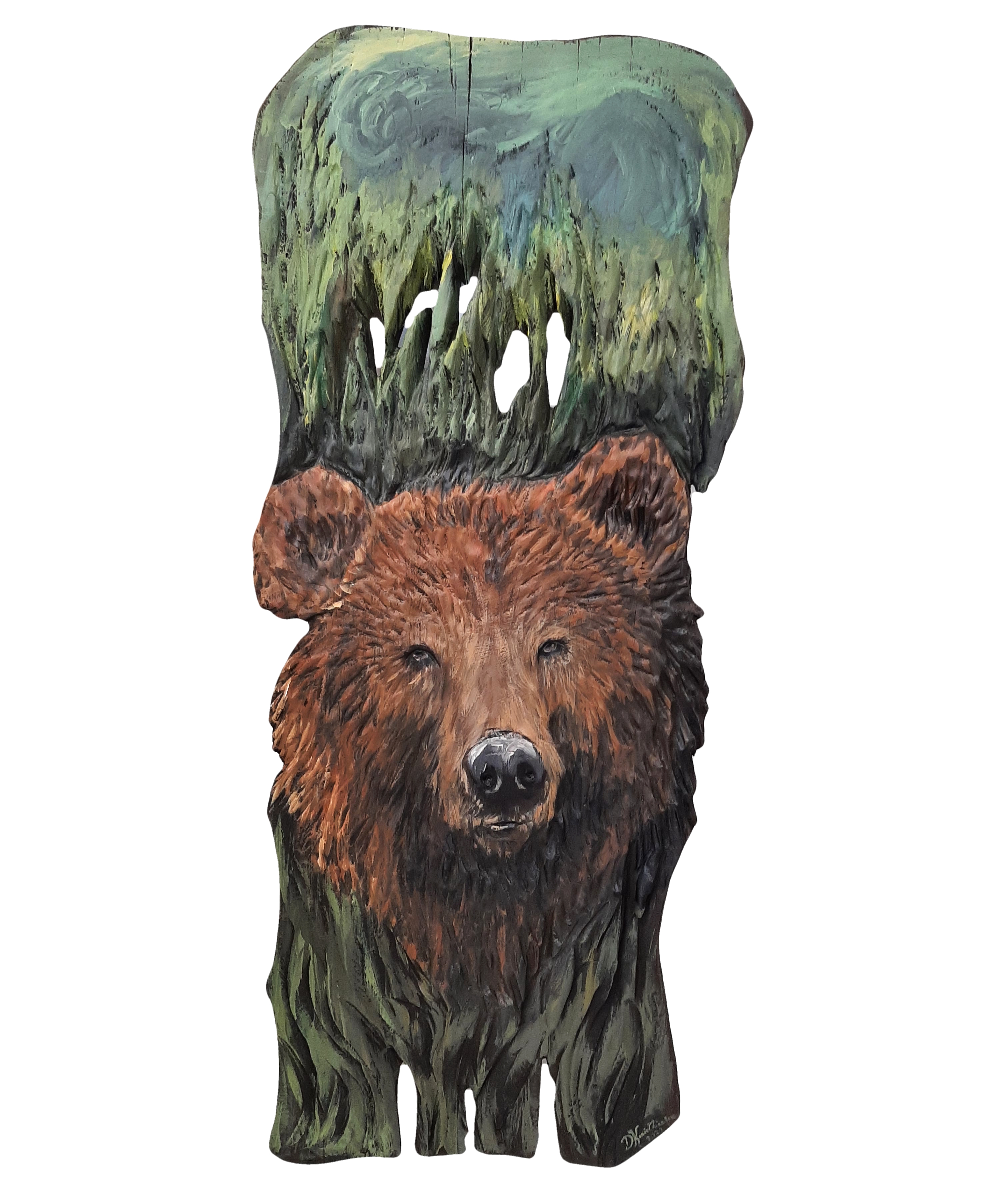 Drevený obraz - medveď