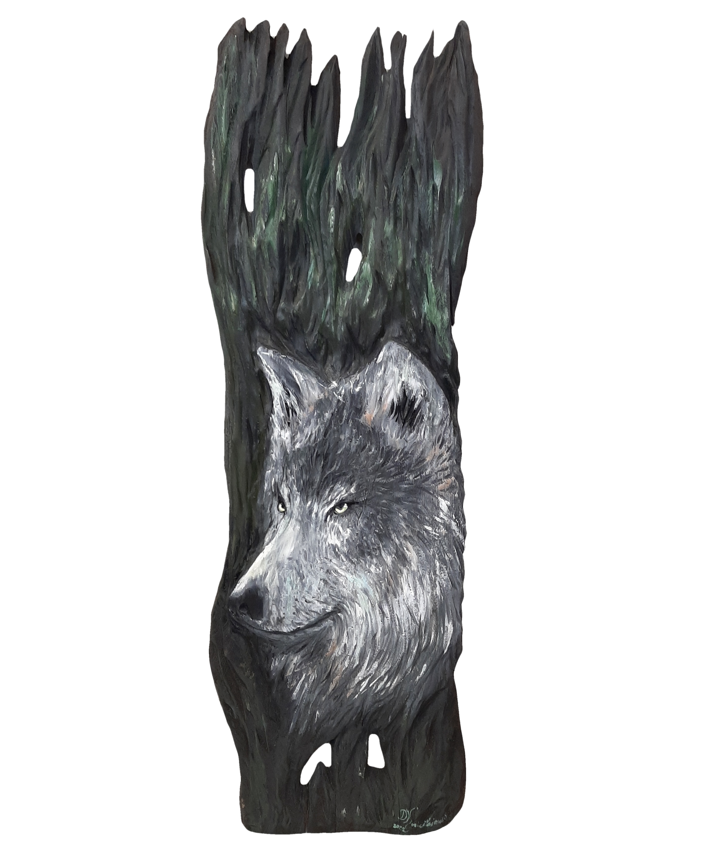 Drevený obraz - vlk