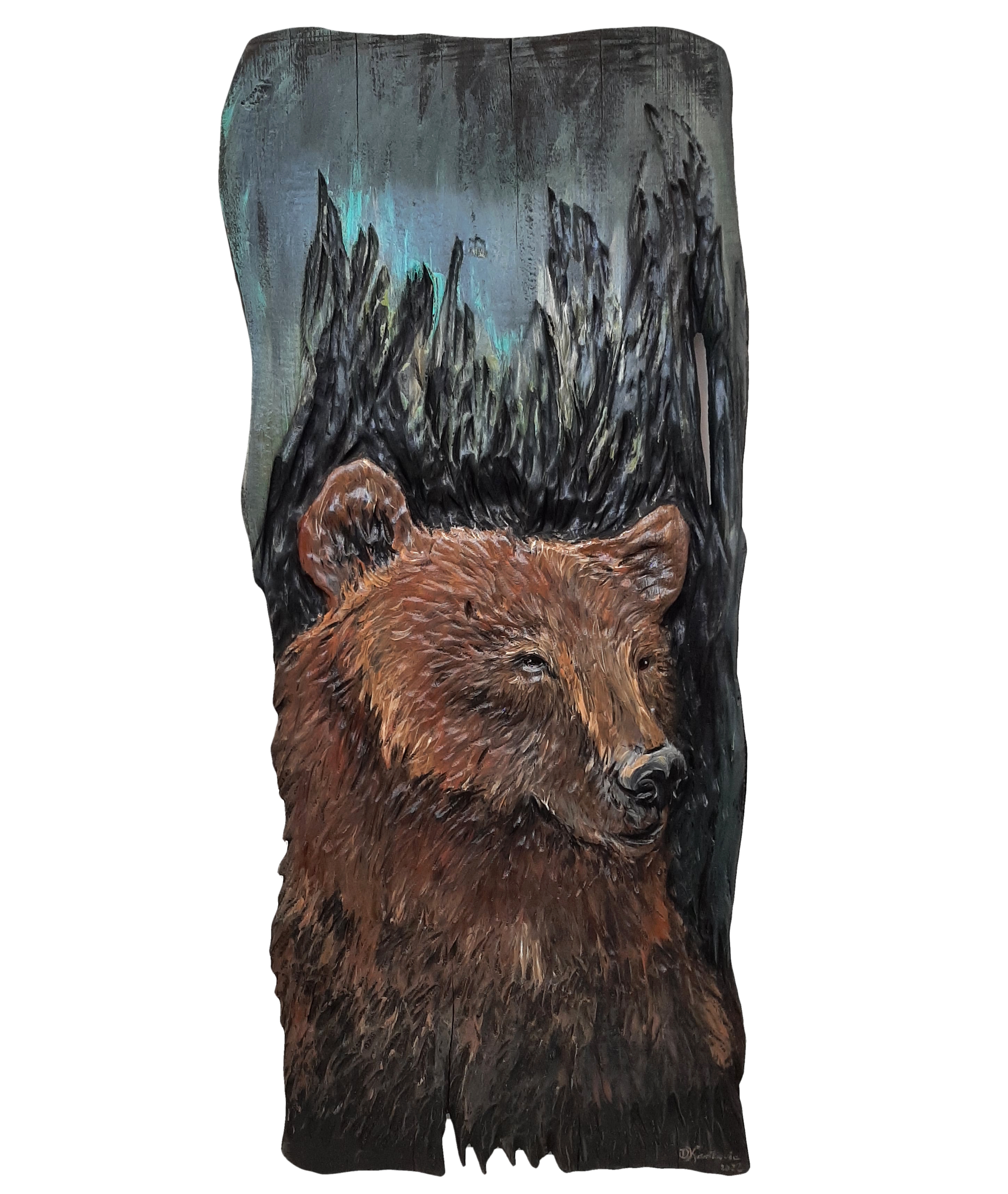 Drevený obraz - medveď