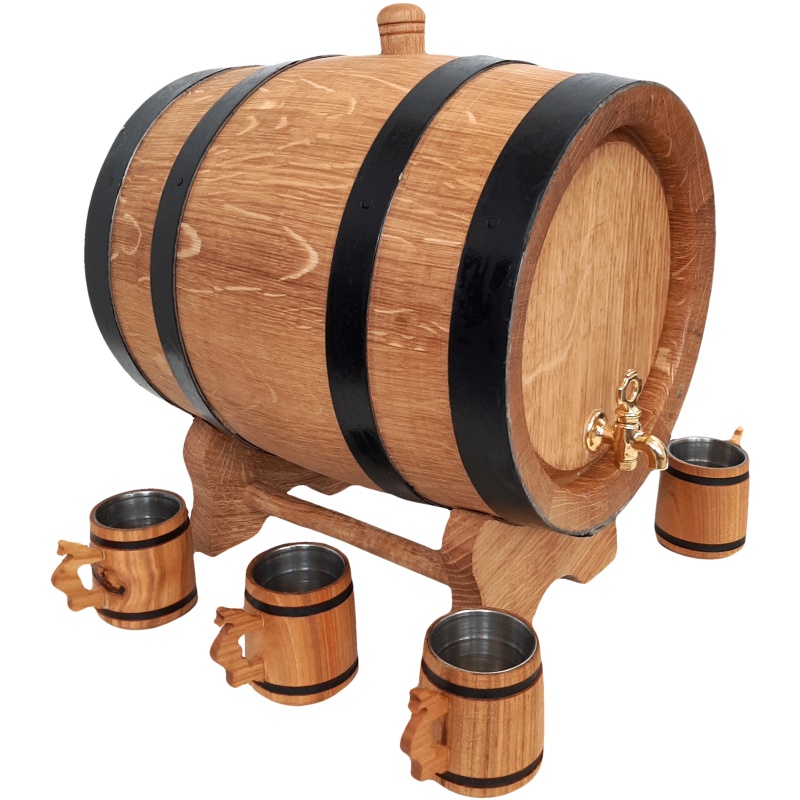 Dubový sud 5L + 6 pohárov