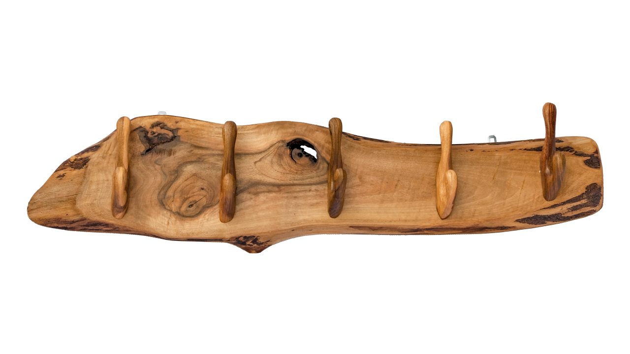 Nástenný drevený vešiak z orechového dreva