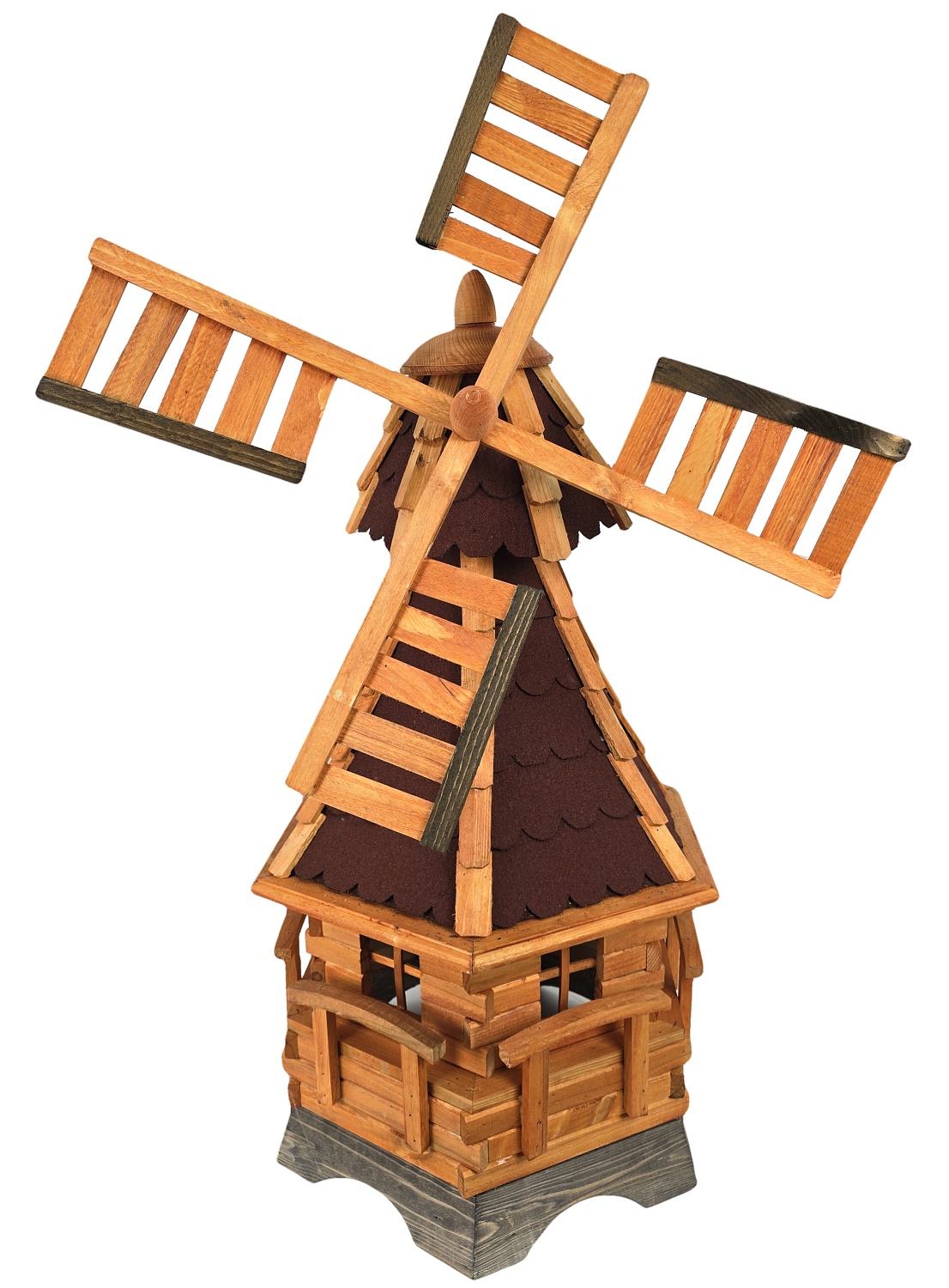Drevený veterný mlyn záhradný, otočný, dekoračný 105 cm