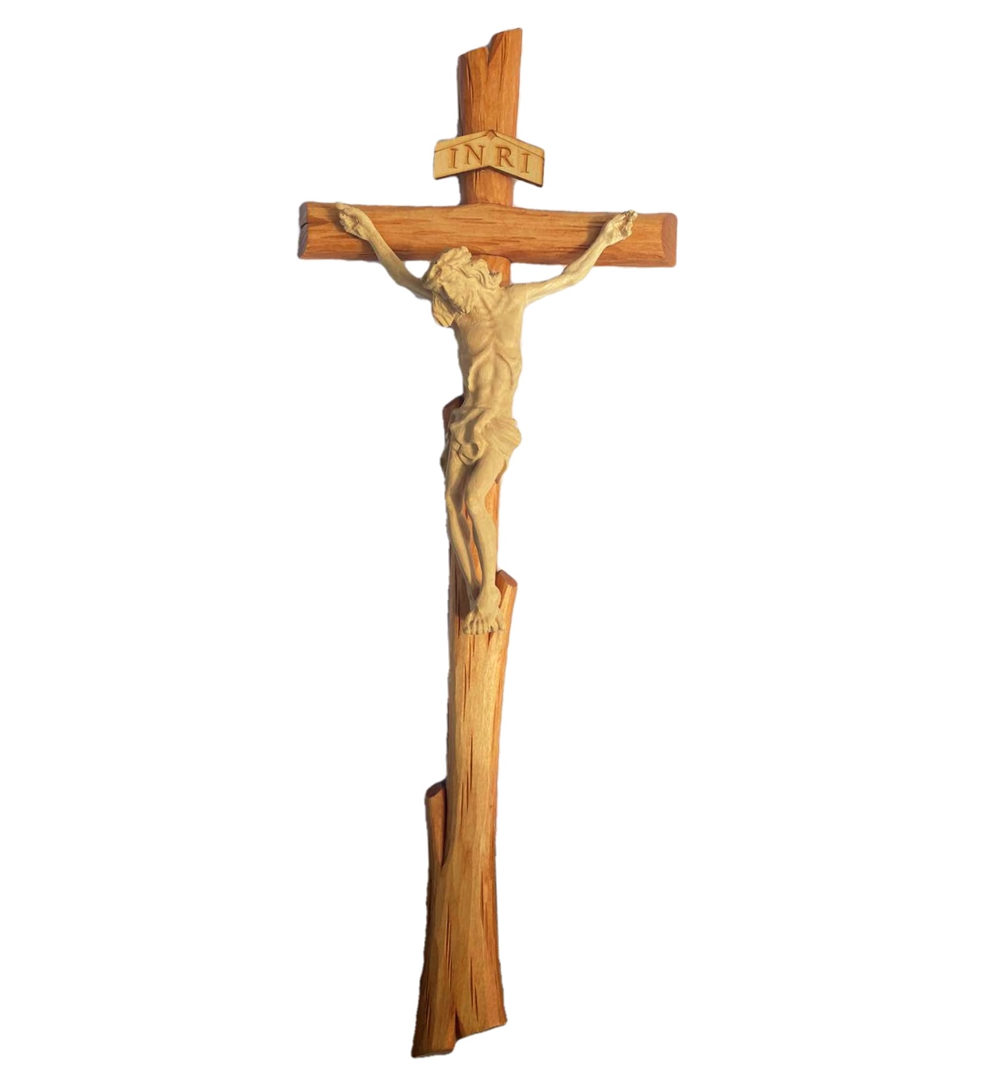 Drevený kríž s Ježišom INRI svetlý