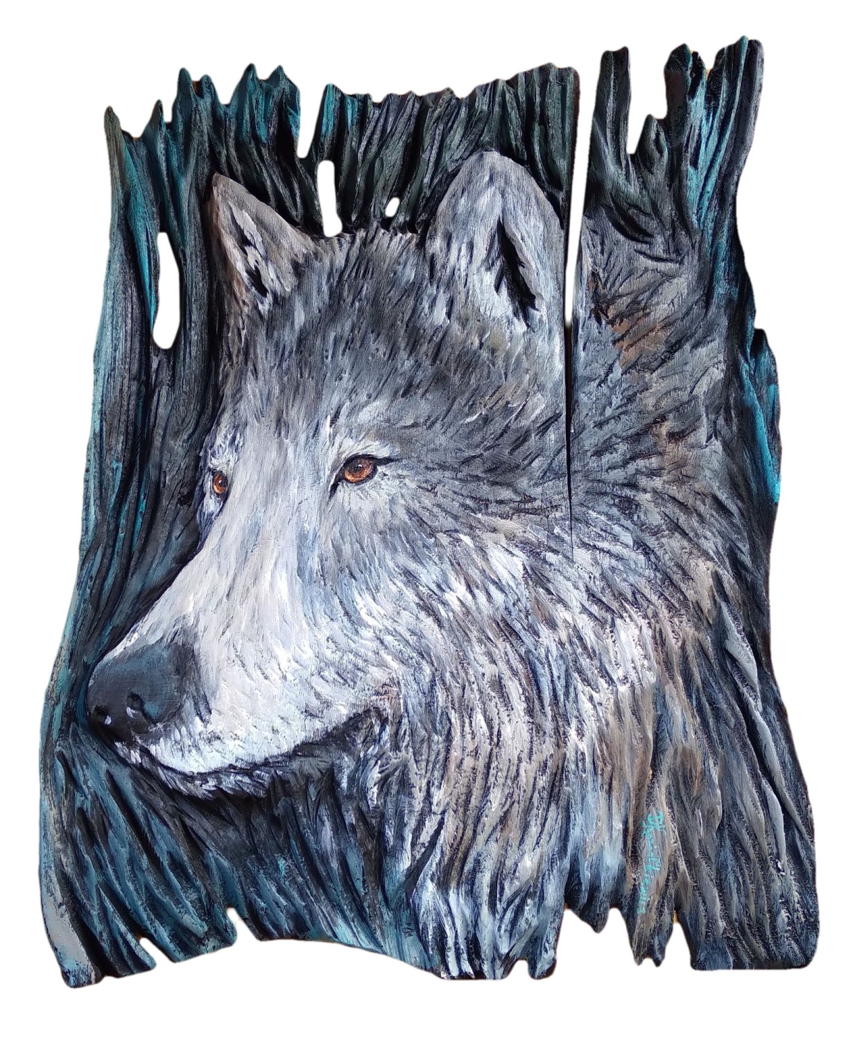 Dreveny obraz Vlk E, 60 x 40 cm