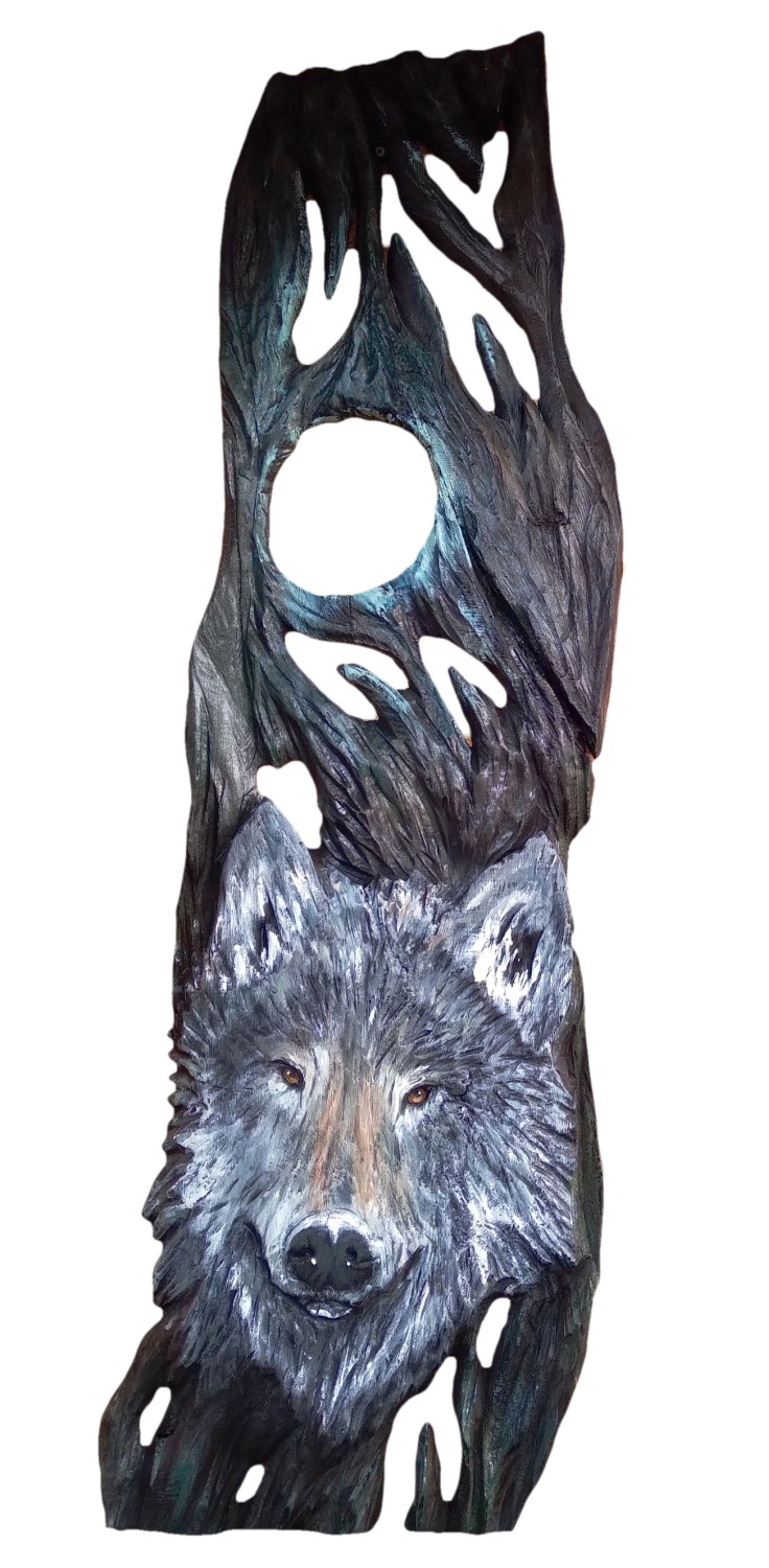 Dreveny obraz Vlk H