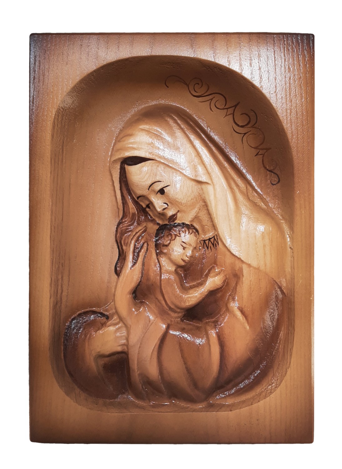 Dreveny obraz Panny Márie s Ježiškom 18 x 25 cm
