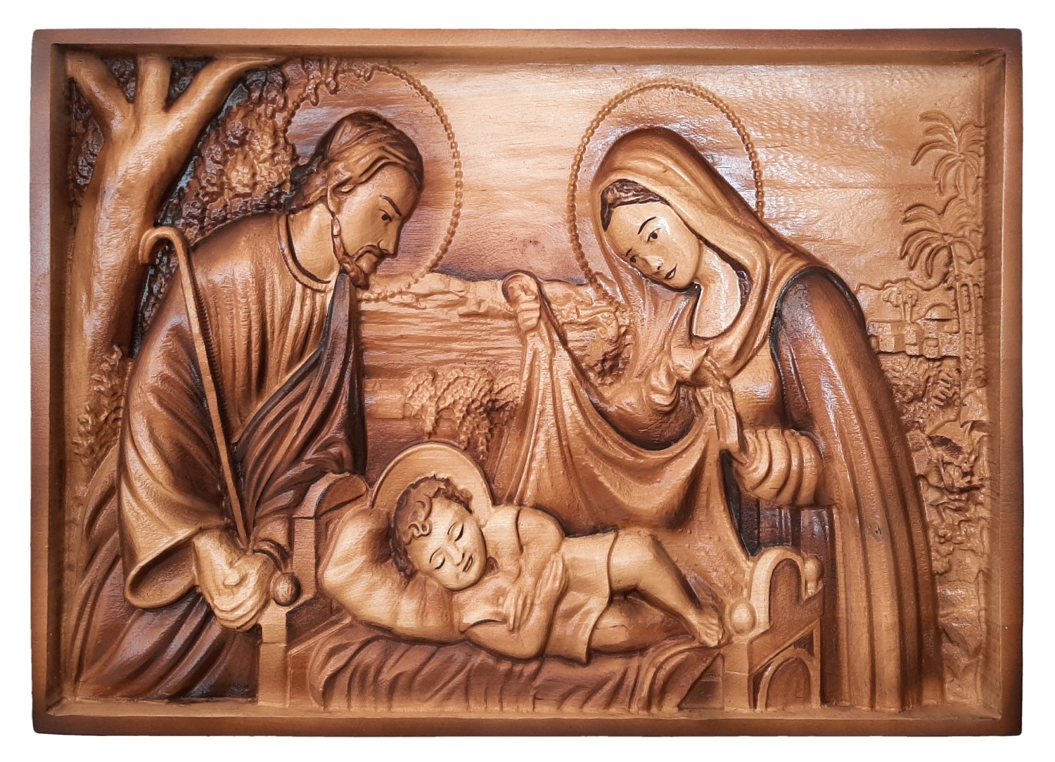 Dreveny obraz svätej rodiny, 50 x 35,5 cm