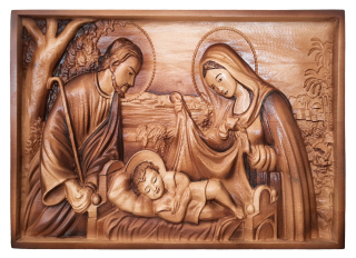 Dreveny obraz svätej rodiny, 36 x 25 cm