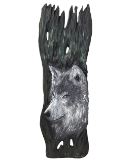 Drevený obraz Vlk