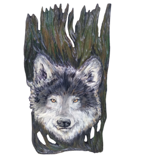 Dreveny obraz Vlk C, 60 x 40 cm