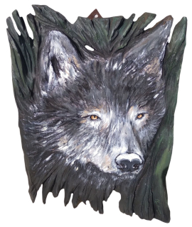 Dreveny obraz Vlk D, 60 x 49 cm