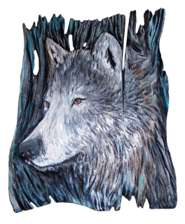 Drevený obraz Vlk 