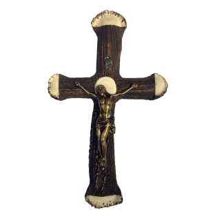 Kríž s Ježišom z hrubého parožia 30x18 cm