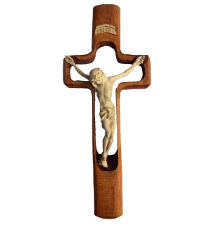 Kríž Ježiša s vyrezaným vnútrom tmavý, 11 x 26 cm